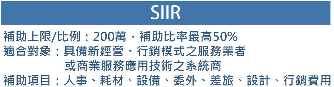 服務業創新SIIR補助計畫